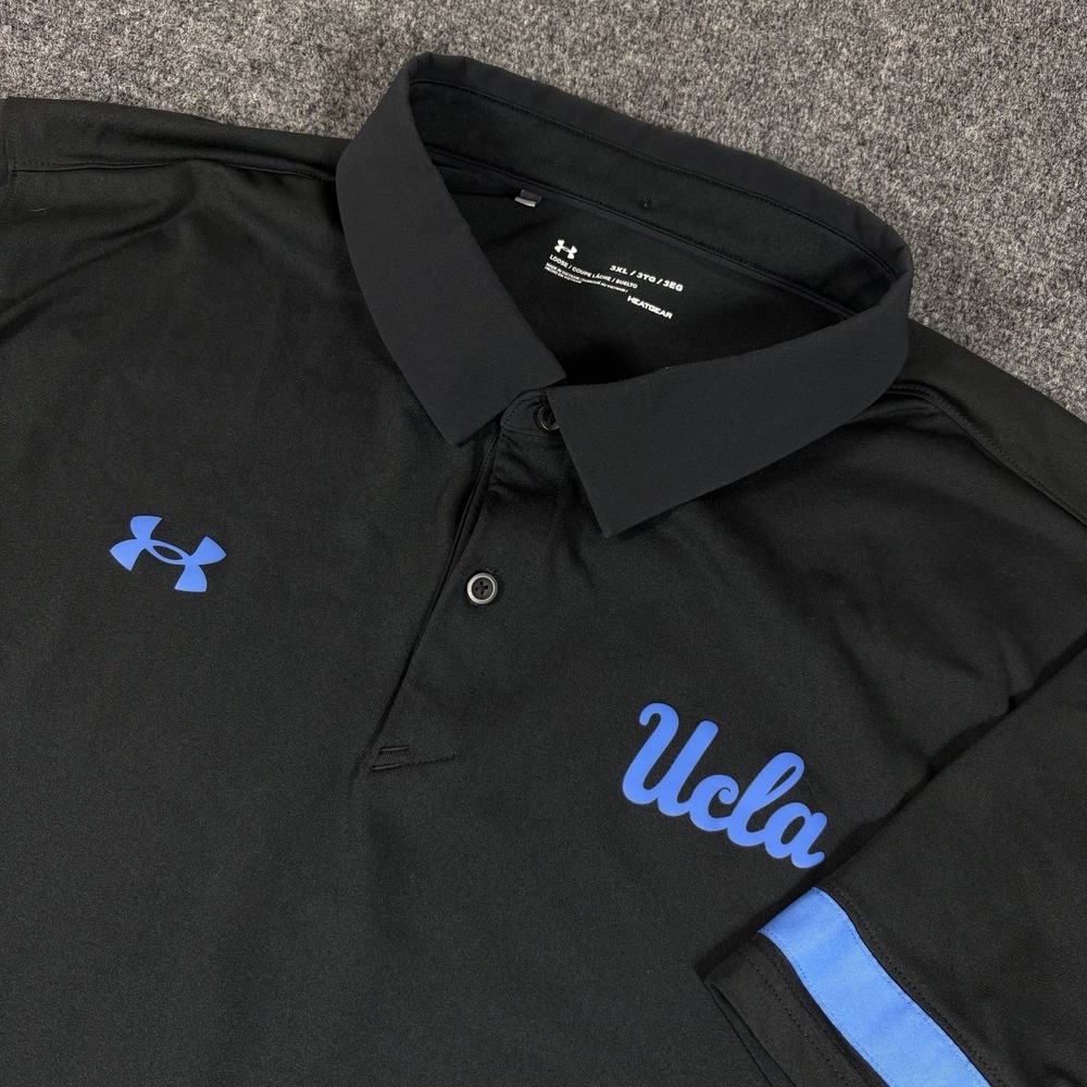 UCLA Bruins Shirt Mens 3XL Black Under Armour HeatGear Loose Short Sleeve Polo